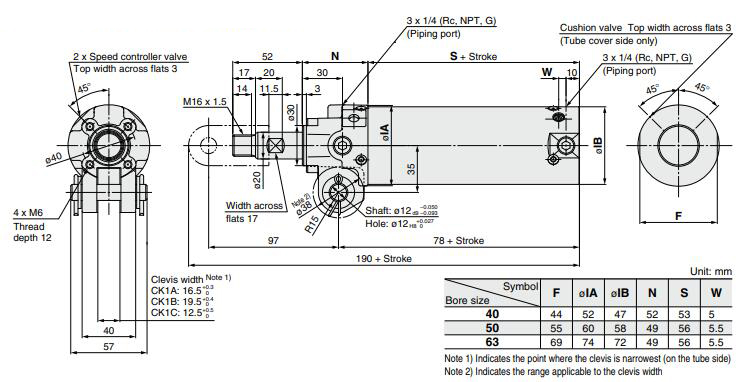 CK口1口40,50,63 Band mounting type of CK1 Pneumatic Rotation Clamping Air Cylinder